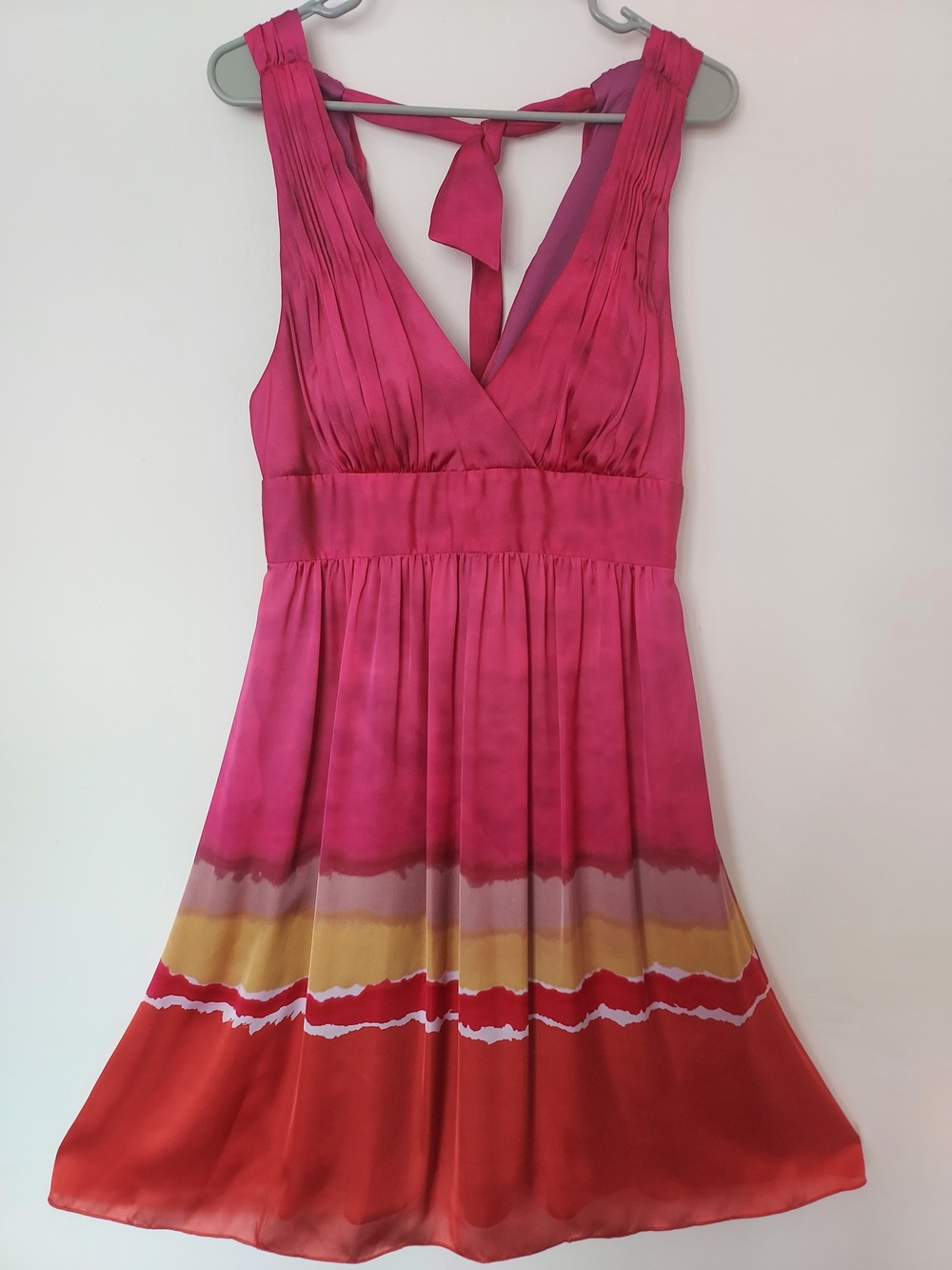 Max & Cleo Greta Halter V-Neck Fuchsia Ombre Dress Sz 10 Spring Sunset Summer
